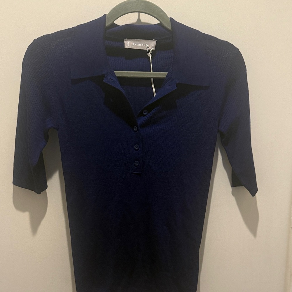 Everlane The Italian Merino Rib Polo Cobalt blue
